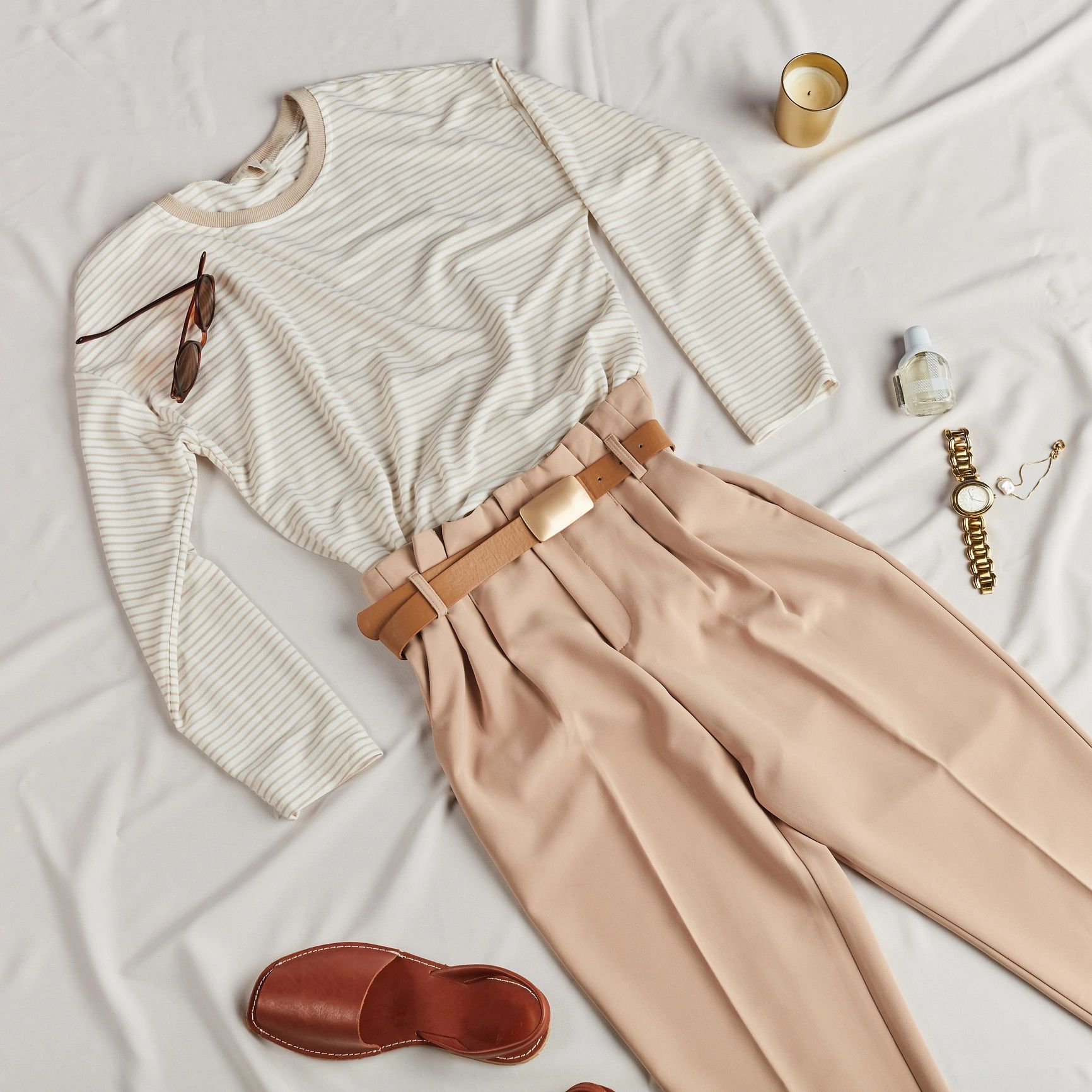 Styled clothing flat lay
